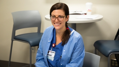 Anesthesiology student smiling