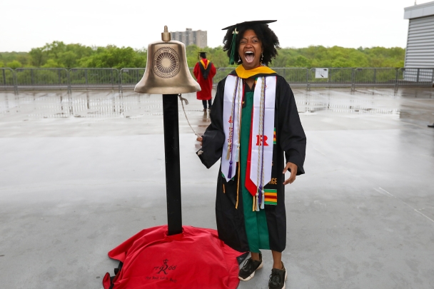 Ringing the Red Lion Bell is a tradition to mark the end of studies for grads before they descend the staircase to the marshaling area for commencement.